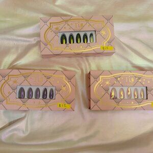 3 Sets Tip Beauty Nail art metallic chrome colorful Nails 28 Faux Nails & Glue